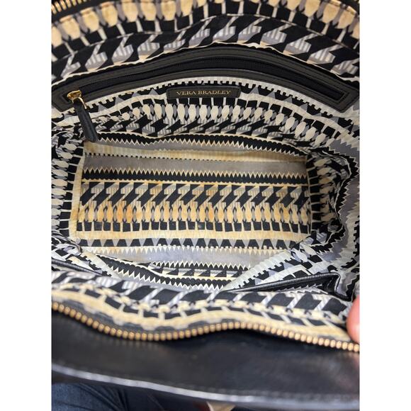 Vera Bradley Black Leather Morgan Satchel Adjustable Convertible Shoulder Strap - Picture 7 of 9